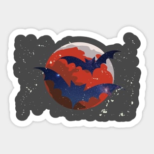 Red Full Moon Star Bat Sticker